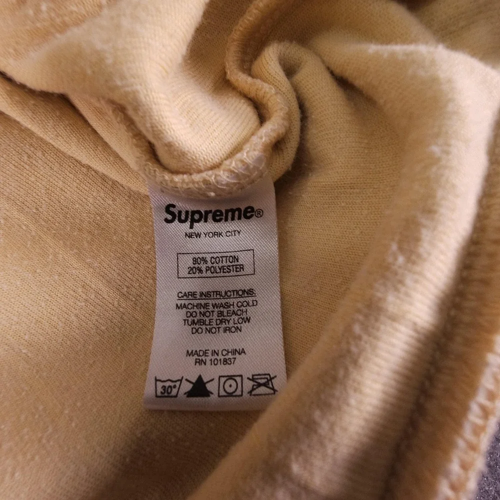 Supreme Sweatshirt Mens Medium‎ Beige Crewneck Ribbed Textured Pullover Script S